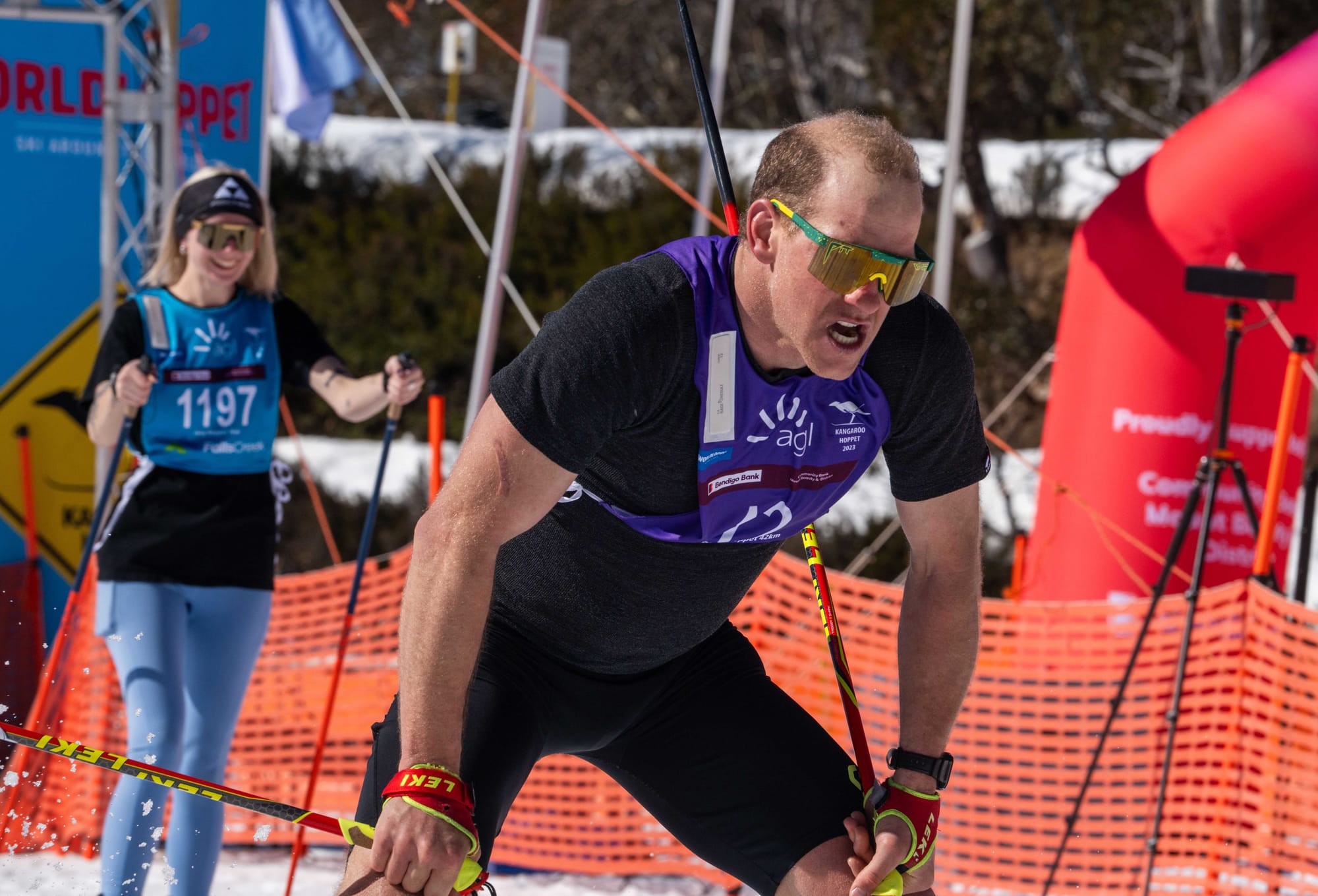GRABBING A BREATH: Kangaraoo Hoppet winner Phil Bellingham sucks in some air after his sprint finish to win the event from Seve de Campo.