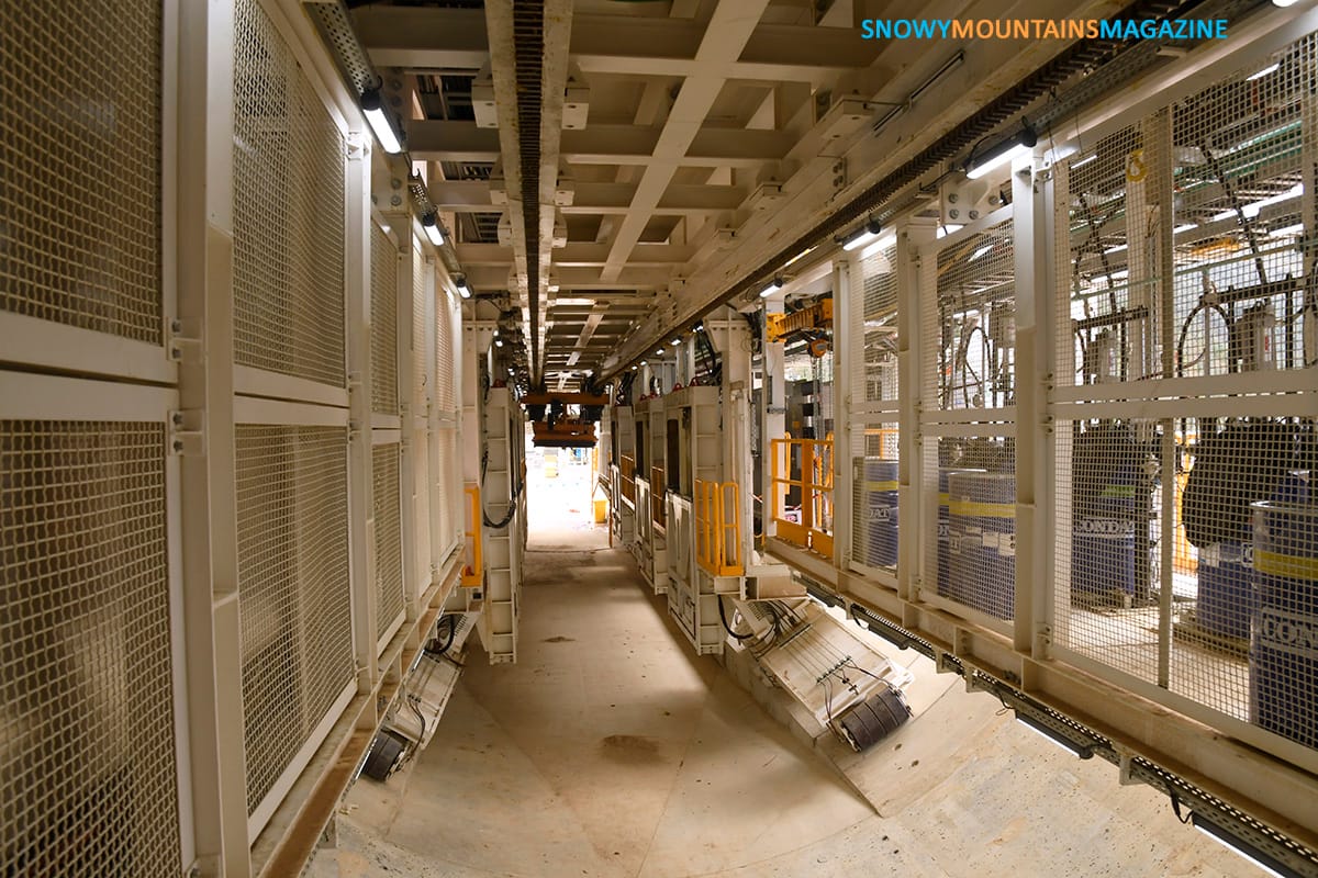 The tunnel boring machine structure underside.