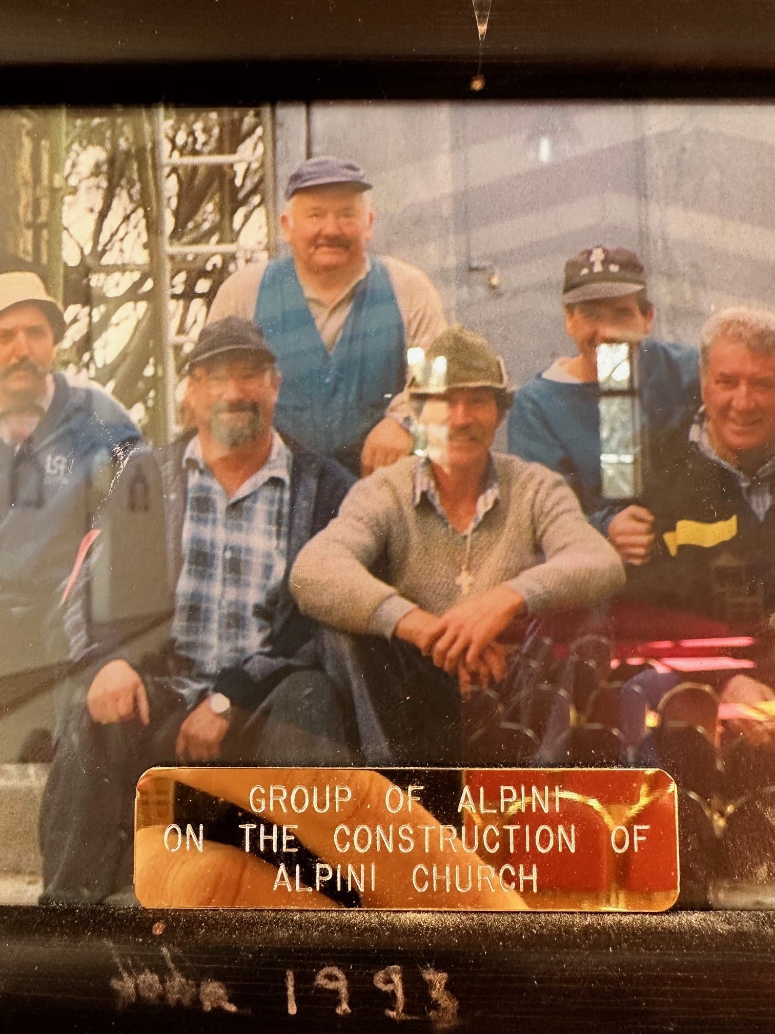 Members of the Alpini construction crew during the building of the Alpini Chapel 1993.
