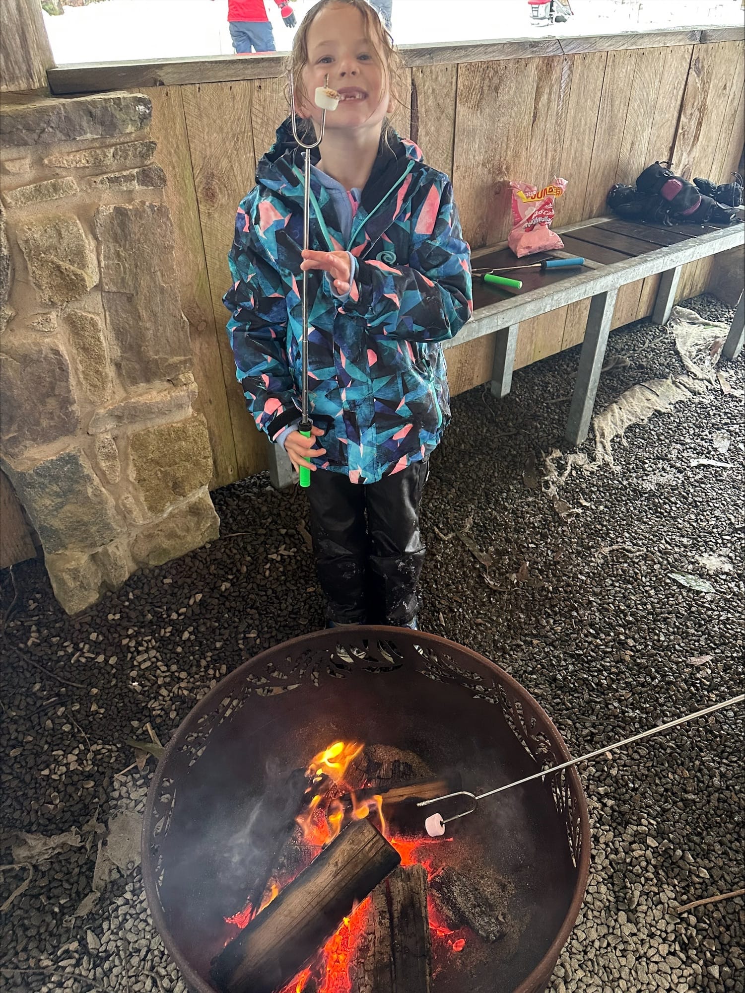 TASTY TREAT: The firepit at Mt Stirling is a great place to toast marshmallows for Jessica Philbrick. PHOTO: Andre Philbrick 