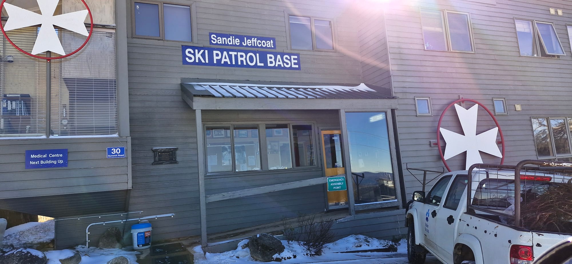 HEADQUARTERS: As it is today - the Ski Patrol building is dedicated to housing the members and equipment - right on Bourke Street it is close to all action and for quick response.