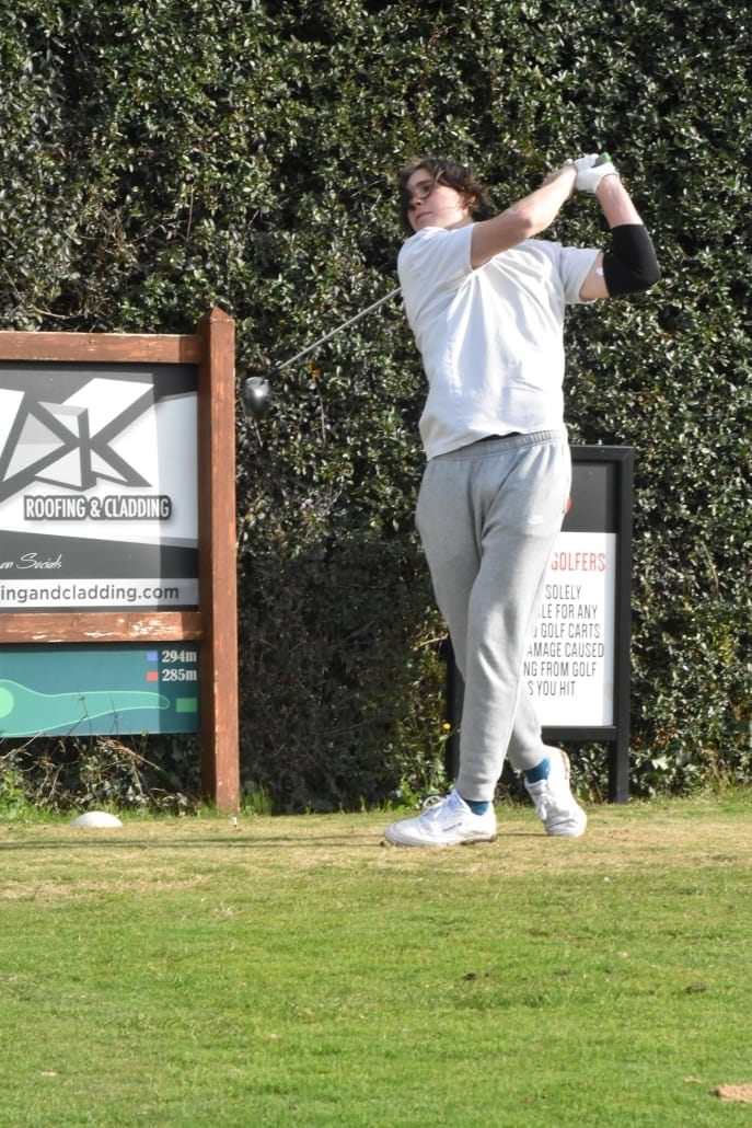 IT'S AWAY: Aljaz (Sebb) De Gleria Cade follows through with his long drive.