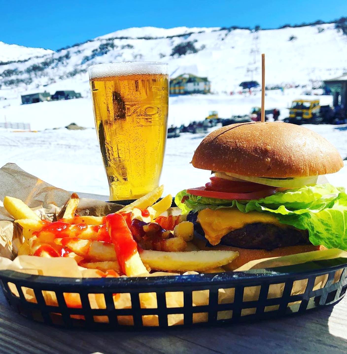 Walk across the bridge to The Man from Snowy River Hotel.