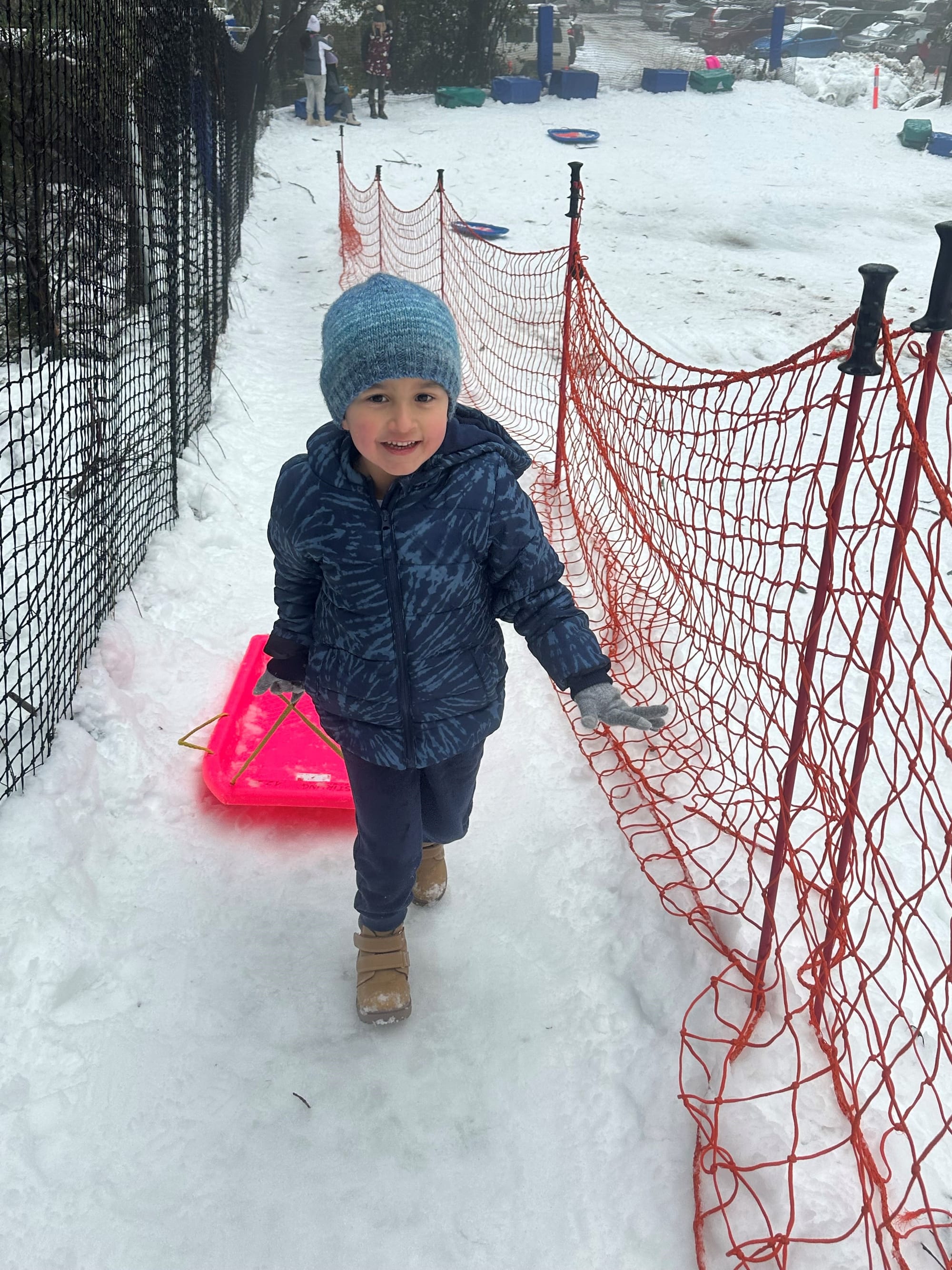 KIDS PLAY: Visitor Jonathan Dore making his way up to the Mt Stirling toboggan run. PHOTO: Supplied 