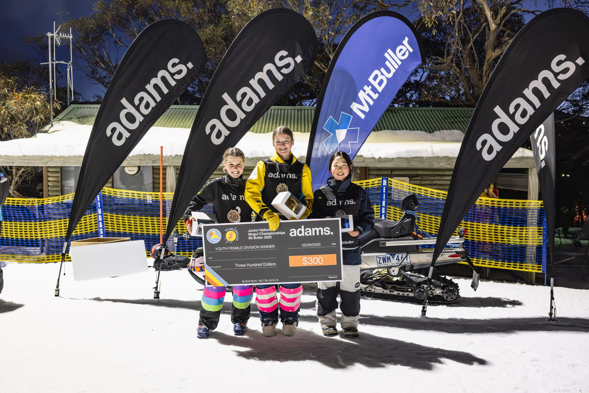Youth female winners on the podium were (from left) Lola Dowd, Alana Hunt and Matilda Lim.