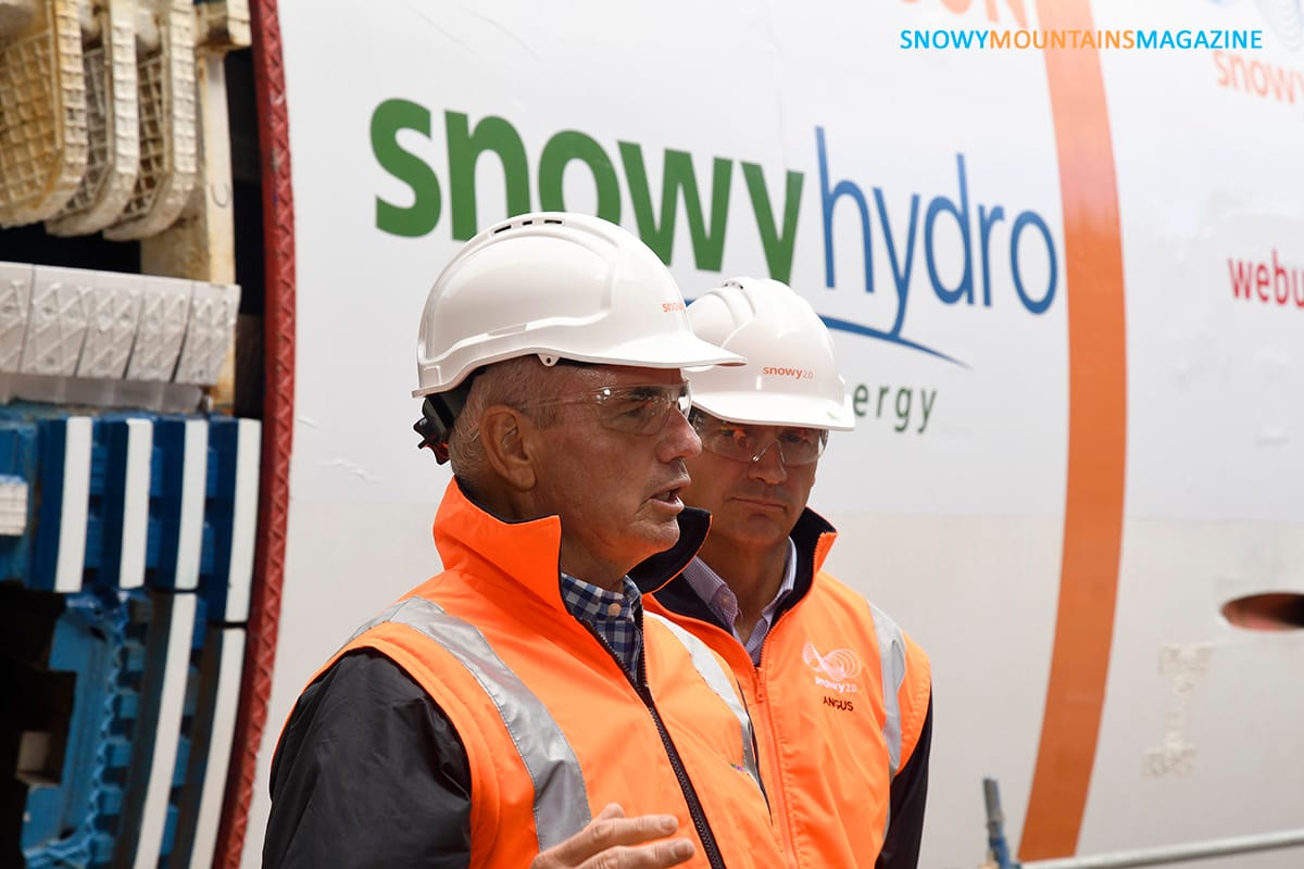 Snowy Hydro CEO Paul Broad and Minister Angus Taylor, whose grandmother was Lady Eileen Hudson.