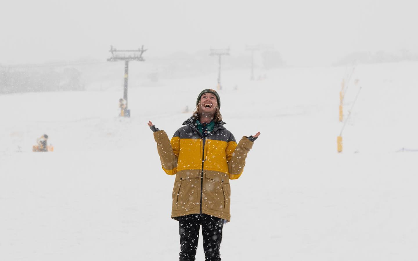 Yes big snow falling from the sky at Perisher with over 15cm up until Monday evening. Photo: Perisher Resort