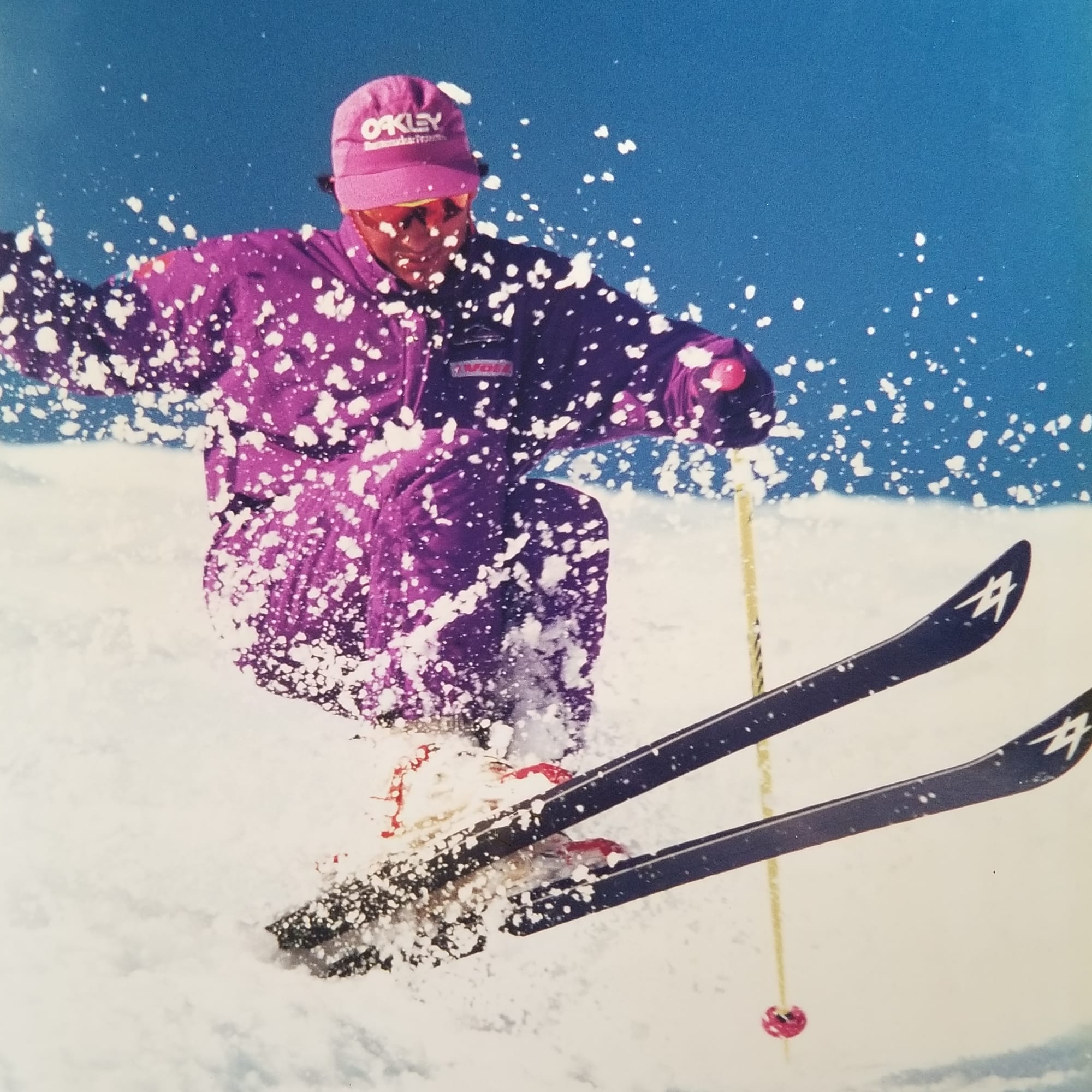 RETRO: Purple suit skiing Fannys in the early 90s. PHOTO: Mark Ashkanasy
