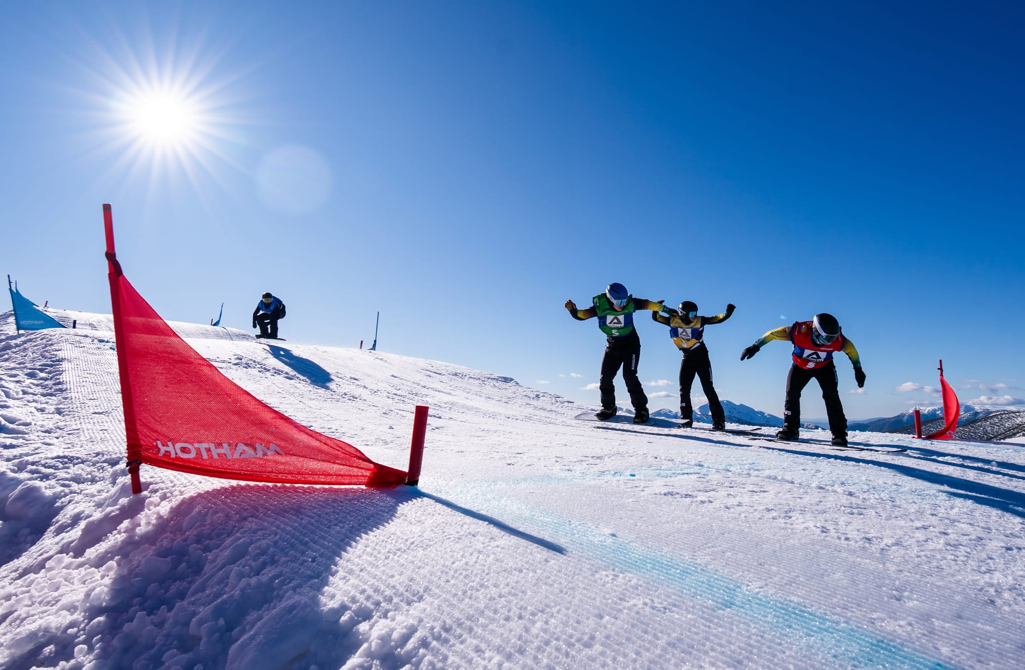 RACING: Adam Lambert leads the pack during the 2025 ANC SBX Races at Hotham in August. PHOTO: Vail Resorts