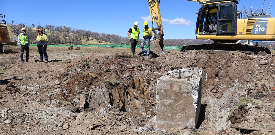 Removing old building footings at Sewlyn.