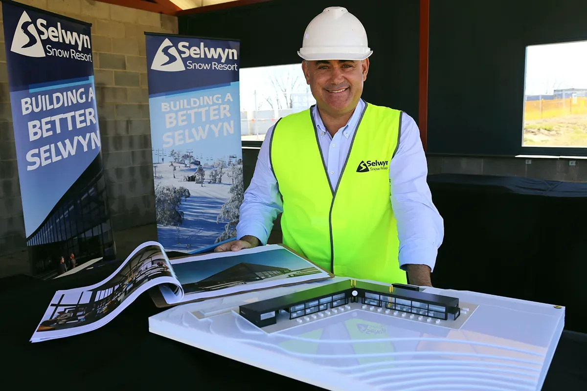 NSW Deputy Premier John Barilaro with the new plans at Sewlyn Snow Resort