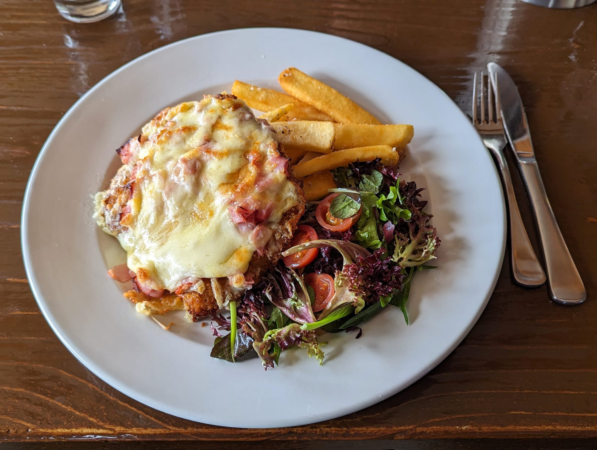 SATISFYING: Honourable mention to Zirkys for their very tasty parma. PHOTO: Chris Epskamp