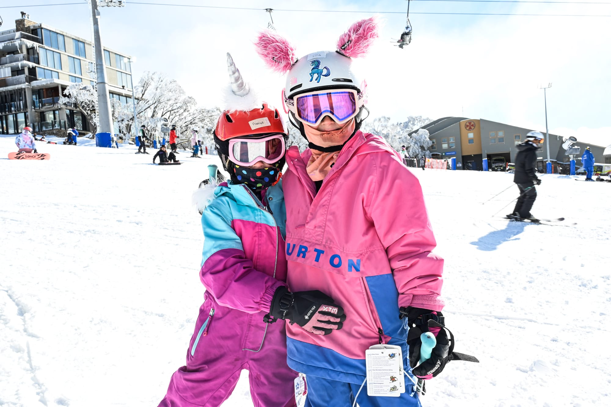 SNOW BUNNIES?: Taking on the term 'snow bunny' these two were having fun in the snow.