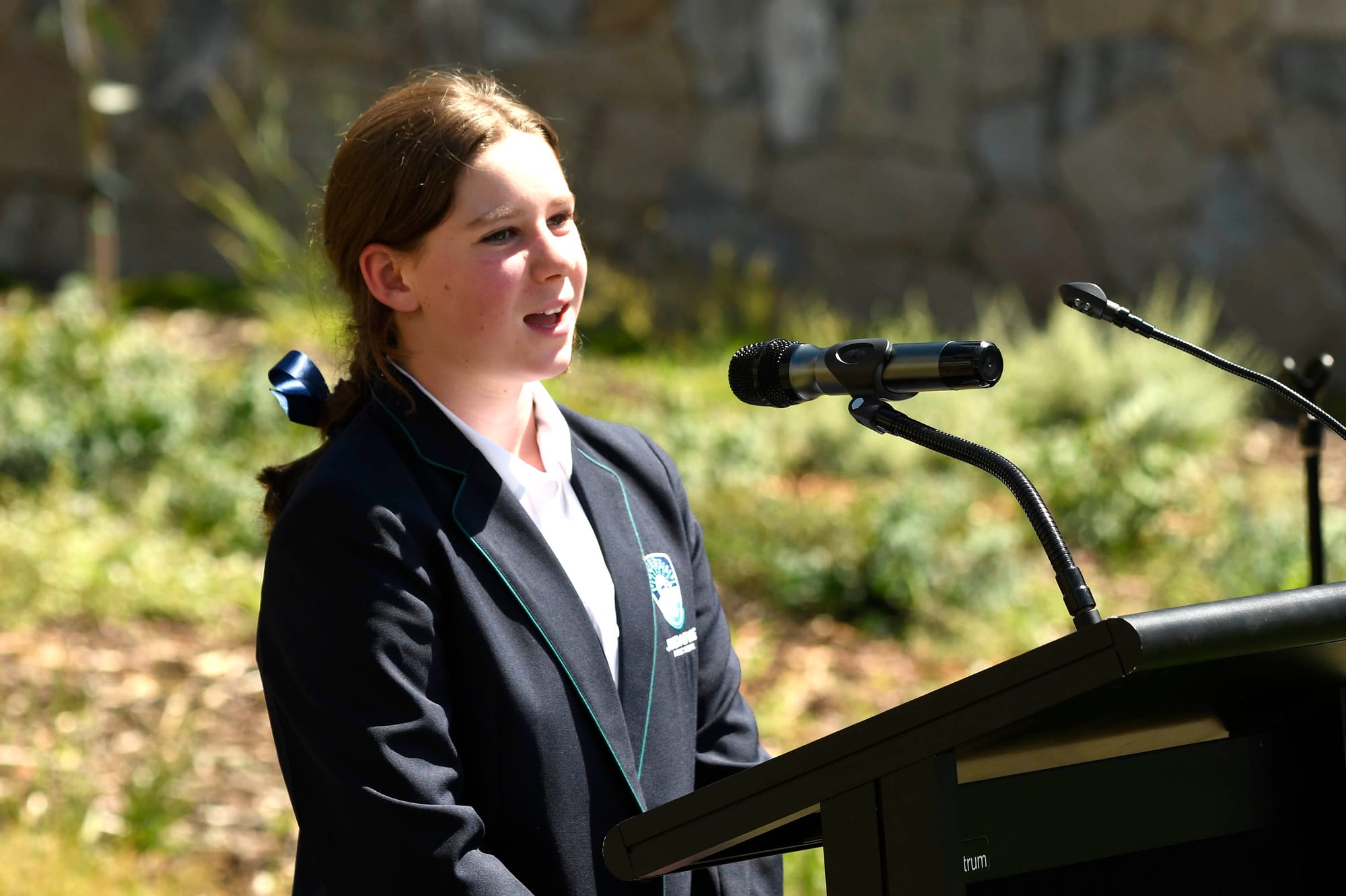 Primary school female captain Matilda Forsdyke during her speech.