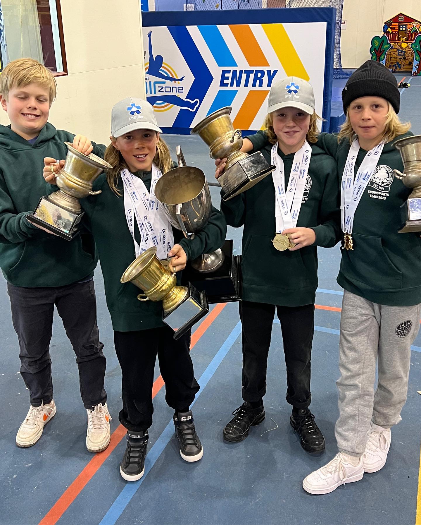 TEAM EFFORT: Bellbrae Primary School's Division 5 boys took out the championship cup for teams which included overall champion Harlem Pec (centre), with team mates Lenny Perry, Max Murray and River Isaac. 