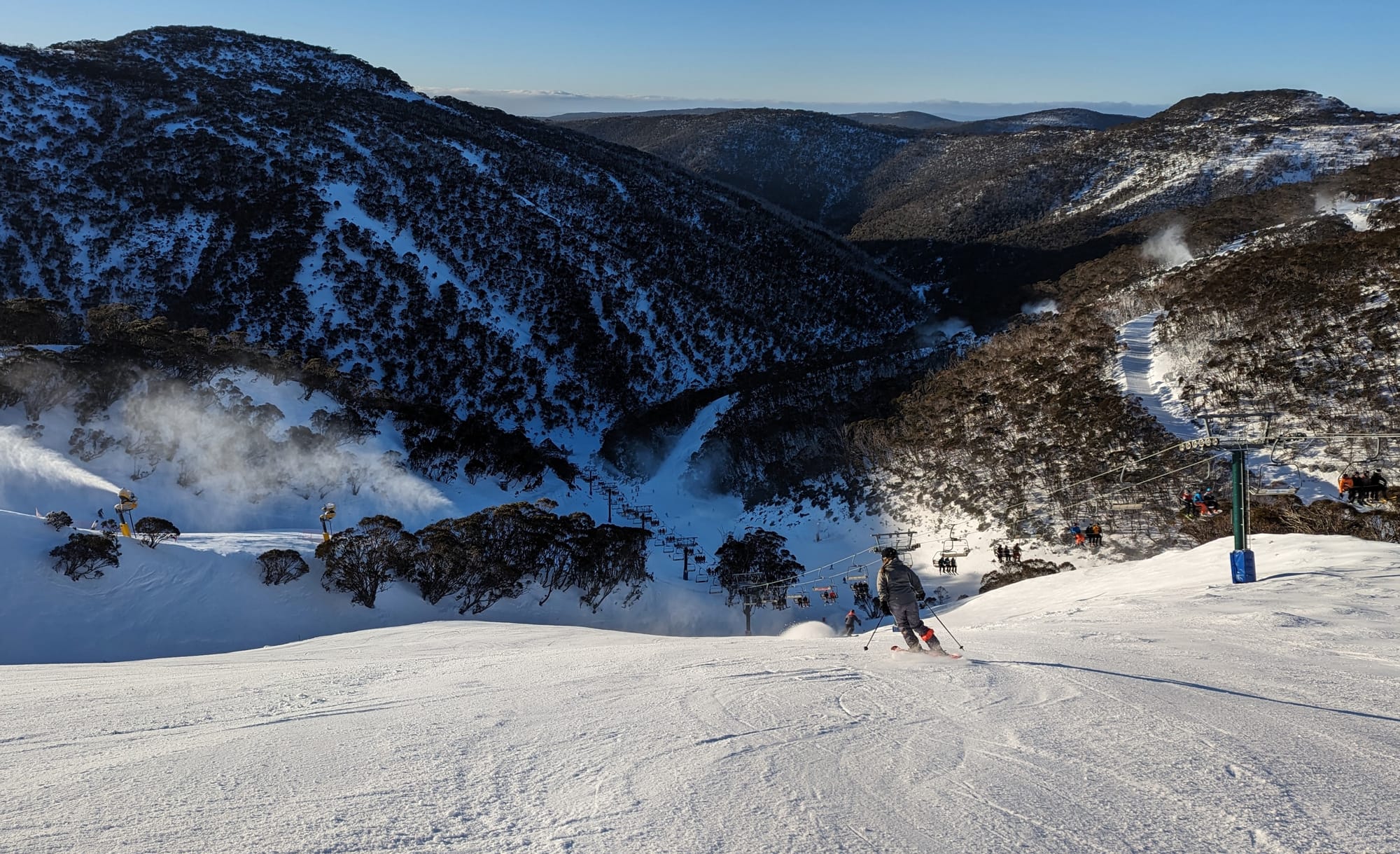 FIRST TRACKS: Early morning turns down Twilight Zone at Mt Hotham. PHOTO: Powderhounds.com